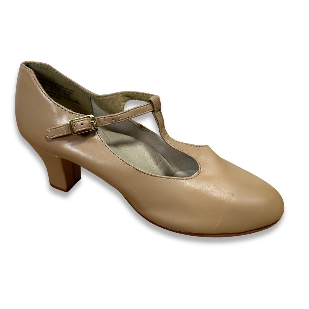 Capezio Footlight T Strap Character Dance Shoe Nude 8 US